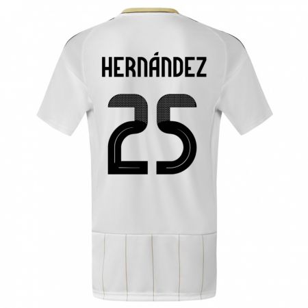 Kandiny Homme Maillot Costa Rica Anthony Hernandez #25 Blanc Tenues Extérieur 24-26 T-Shirt