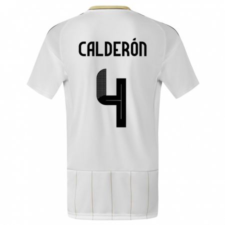 Kandiny Homme Maillot Costa Rica Brandon Calderon #4 Blanc Tenues Extérieur 24-26 T-Shirt