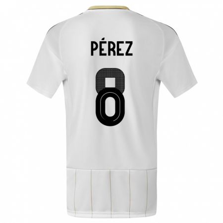 Kandiny Homme Maillot Costa Rica Creichel Perez #8 Blanc Tenues Extérieur 24-26 T-Shirt