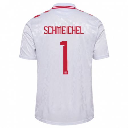 Kandiny Homme Maillot Danemark Kasper Schmeichel #1 Blanc Tenues Extérieur 24-26 T-Shirt