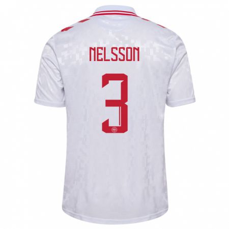 Kandiny Homme Maillot Danemark Victor Nelsson #3 Blanc Tenues Extérieur 24-26 T-Shirt