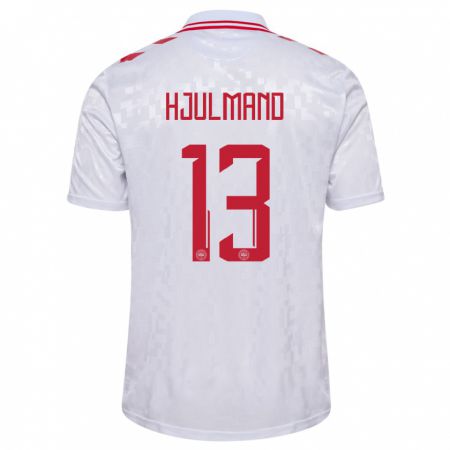 Kandiny Homme Maillot Danemark Morten Hjulmand #13 Blanc Tenues Extérieur 24-26 T-Shirt