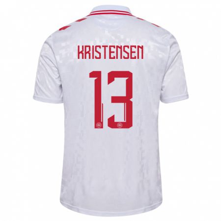 Kandiny Homme Maillot Danemark Rasmus Kristensen #13 Blanc Tenues Extérieur 24-26 T-Shirt