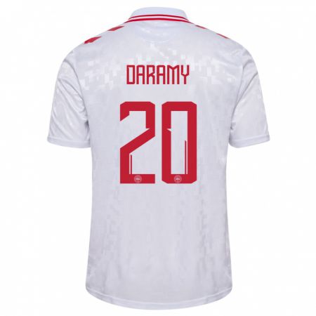 Kandiny Homme Maillot Danemark Mohamed Daramy #20 Blanc Tenues Extérieur 24-26 T-Shirt