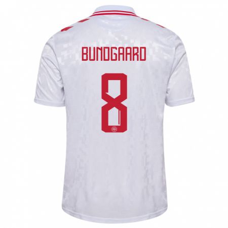 Kandiny Homme Maillot Danemark Filip Bundgaard #8 Blanc Tenues Extérieur 24-26 T-Shirt