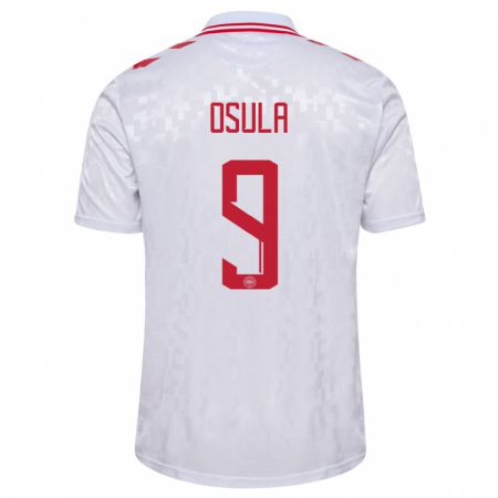Kandiny Homme Maillot Danemark William Osula #9 Blanc Tenues Extérieur 24-26 T-Shirt
