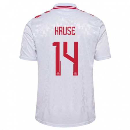 Kandiny Homme Maillot Danemark David Kruse #14 Blanc Tenues Extérieur 24-26 T-Shirt