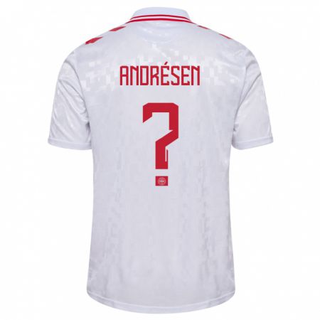 Kandiny Homme Maillot Danemark Aske Andrésen #0 Blanc Tenues Extérieur 24-26 T-Shirt