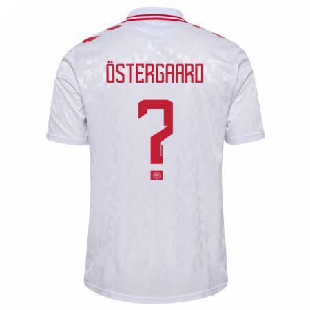 Kandiny Homme Maillot Danemark Christian Östergaard #0 Blanc Tenues Extérieur 24-26 T-Shirt