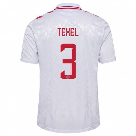 Kandiny Homme Maillot Danemark Pontus Texel #3 Blanc Tenues Extérieur 24-26 T-Shirt