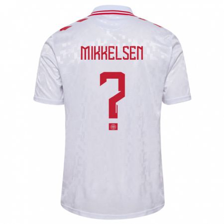 Kandiny Homme Maillot Danemark Sebastian Mikkelsen #0 Blanc Tenues Extérieur 24-26 T-Shirt