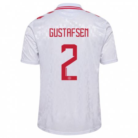 Kandiny Homme Maillot Danemark Victor Gustafsen #2 Blanc Tenues Extérieur 24-26 T-Shirt