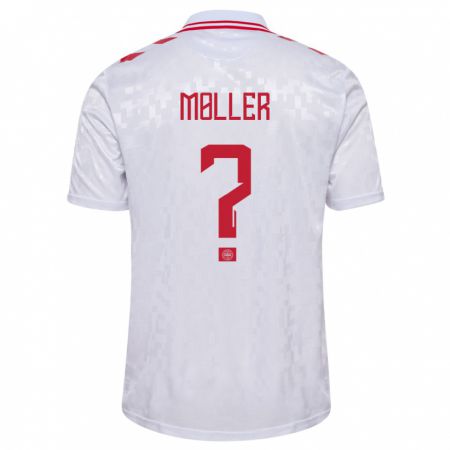 Kandiny Homme Maillot Danemark William Møller #0 Blanc Tenues Extérieur 24-26 T-Shirt