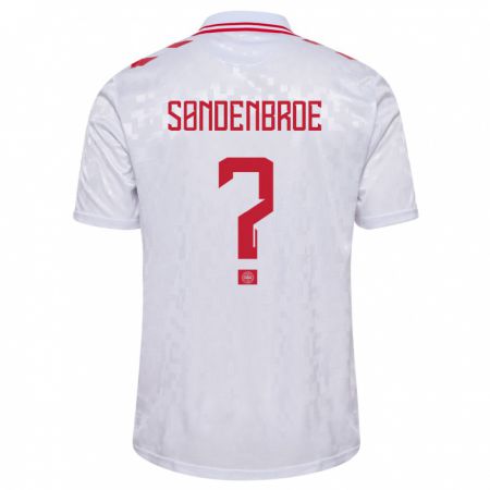 Kandiny Homme Maillot Danemark Andreas Søndenbroe #0 Blanc Tenues Extérieur 24-26 T-Shirt