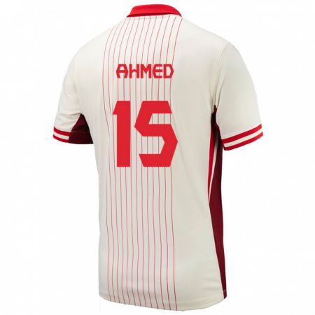 Kandiny Homme Maillot Canada Ali Ahmed #15 Blanc Tenues Extérieur 24-26 T-Shirt