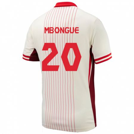 Kandiny Homme Maillot Canada Hugo Mbongue #20 Blanc Tenues Extérieur 24-26 T-Shirt