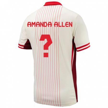 Kandiny Homme Maillot Canada Amanda Allen #0 Blanc Tenues Extérieur 24-26 T-Shirt