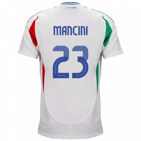 Kandiny Homme Maillot Italie Gianluca Mancini #23 Blanc Tenues Extérieur 24-26 T-Shirt