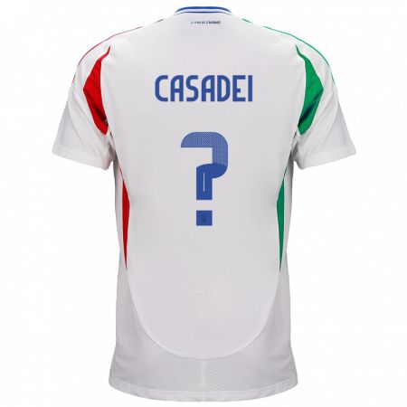 Kandiny Homme Maillot Italie Cesare Casadei #0 Blanc Tenues Extérieur 24-26 T-Shirt