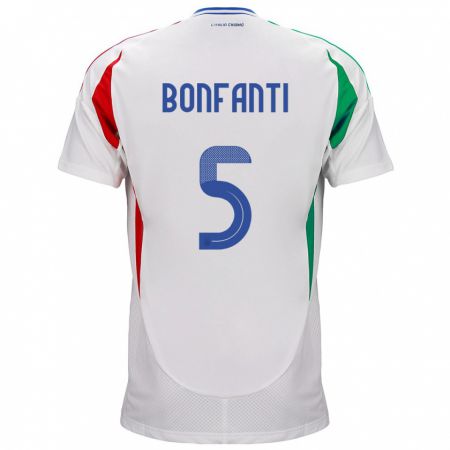 Kandiny Homme Maillot Italie Giovanni Bonfanti #5 Blanc Tenues Extérieur 24-26 T-Shirt