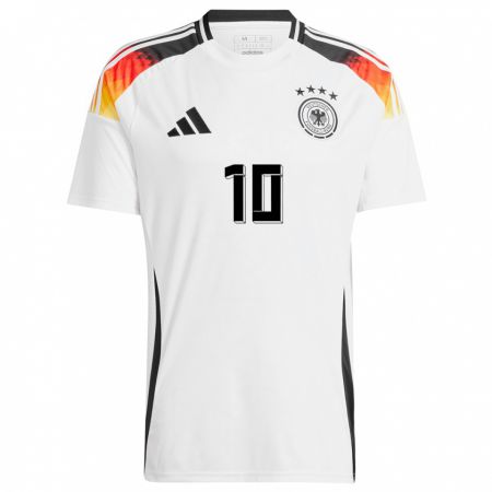 Kandiny Femme Maillot Allemagne Dzsenifer Marozsan #10 Blanc Tenues Domicile 24-26 T-Shirt