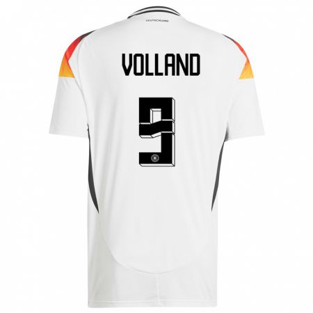 Kandiny Femme Maillot Allemagne Kevin Volland #9 Blanc Tenues Domicile 24-26 T-Shirt