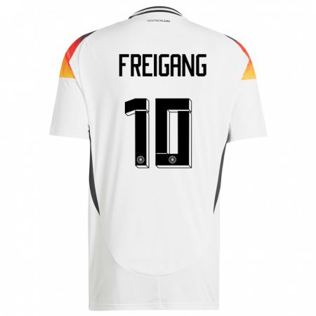 Kandiny Femme Maillot Allemagne Laura Freigang #10 Blanc Tenues Domicile 24-26 T-Shirt