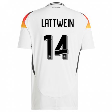Kandiny Femme Maillot Allemagne Lena Lattwein #14 Blanc Tenues Domicile 24-26 T-Shirt
