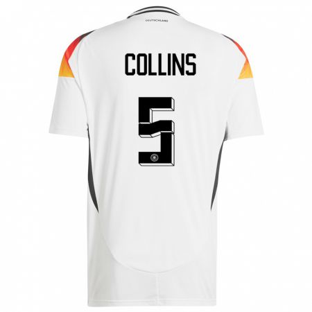 Kandiny Femme Maillot Allemagne Nnamdi Collins #5 Blanc Tenues Domicile 24-26 T-Shirt