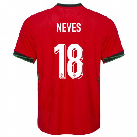 Kandiny Femme Maillot Portugal Ruben Neves #18 Rouge Tenues Domicile 24-26 T-Shirt