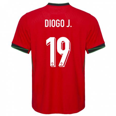 Kandiny Femme Maillot Portugal Diogo Jota #19 Rouge Tenues Domicile 24-26 T-Shirt
