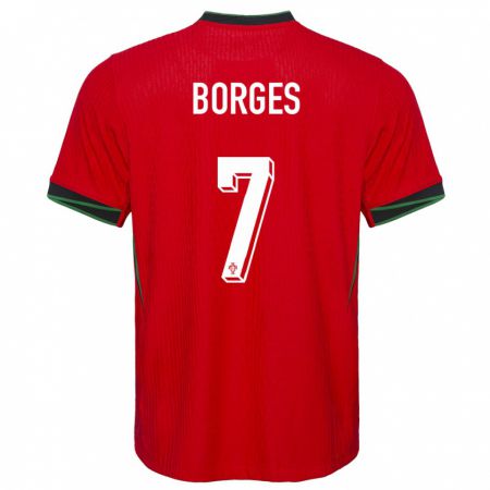 Kandiny Femme Maillot Portugal Carlos Borges #7 Rouge Tenues Domicile 24-26 T-Shirt