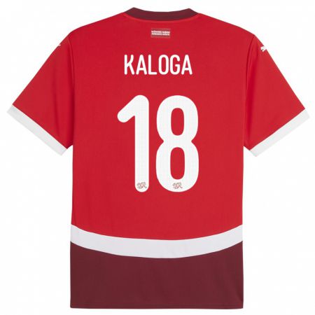 Kandiny Femme Maillot Suisse Issa Kaloga #18 Rouge Tenues Domicile 24-26 T-Shirt