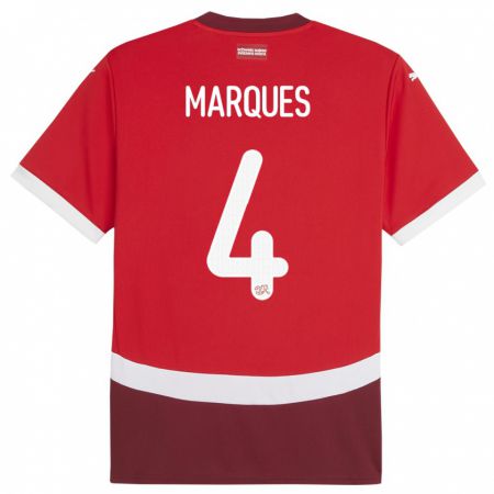 Kandiny Femme Maillot Suisse Christian Marques #4 Rouge Tenues Domicile 24-26 T-Shirt