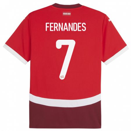 Kandiny Femme Maillot Suisse Ruben Fernandes #7 Rouge Tenues Domicile 24-26 T-Shirt