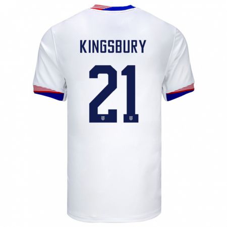Kandiny Femme Maillot États-Unis Aubrey Kingsbury #21 Blanc Tenues Domicile 24-26 T-Shirt