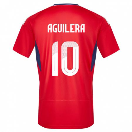 Kandiny Femme Maillot Costa Rica Brandon Aguilera #10 Rouge Tenues Domicile 24-26 T-Shirt