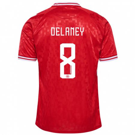 Kandiny Femme Maillot Danemark Thomas Delaney #8 Rouge Tenues Domicile 24-26 T-Shirt