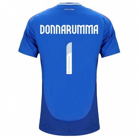 Kandiny Femme Maillot Italie Gianluigi Donnarumma #1 Bleu Tenues Domicile 24-26 T-Shirt