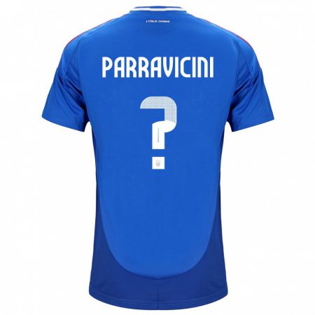 Kandiny Femme Maillot Italie Fabio Parravicini #0 Bleu Tenues Domicile 24-26 T-Shirt