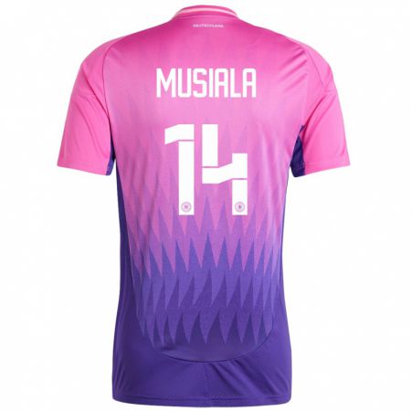 Kandiny Femme Maillot Allemagne Jamal Musiala #14 Rose-Mauve Tenues Extérieur 24-26 T-Shirt