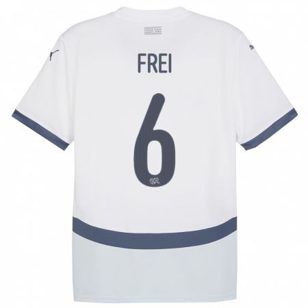 Kandiny Femme Maillot Suisse Fabian Frei #6 Blanc Tenues Extérieur 24-26 T-Shirt