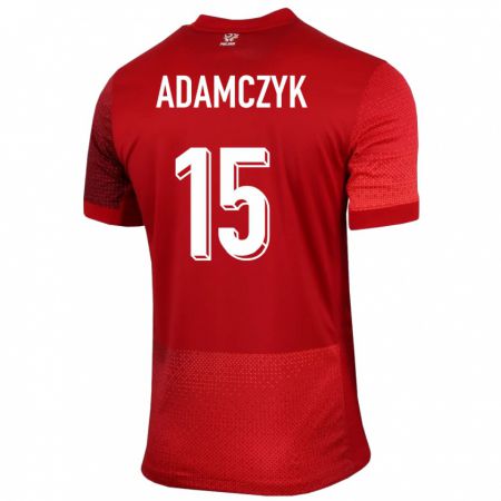 Kandiny Femme Maillot Pologne Nico Adamczyk #15 Rouge Tenues Extérieur 24-26 T-Shirt