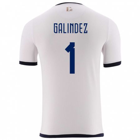 Kandiny Femme Maillot Équateur Hernan Galindez #1 Blanc Tenues Extérieur 24-26 T-Shirt