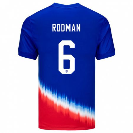 Kandiny Femme Maillot États-Unis Trinity Rodman #6 Bleu Tenues Extérieur 24-26 T-Shirt