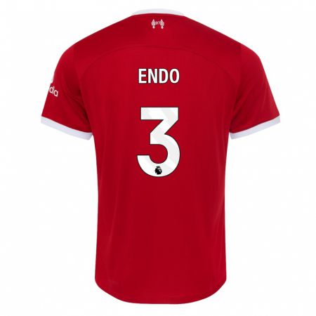 Kandiny Enfant Maillot Wataru Endo #3 Rouge Tenues Domicile 2023/24 T-Shirt