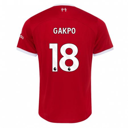 Kandiny Enfant Maillot Cody Gakpo #18 Rouge Tenues Domicile 2023/24 T-Shirt