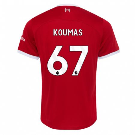 Kandiny Enfant Maillot Lewis Koumas #67 Rouge Tenues Domicile 2023/24 T-Shirt