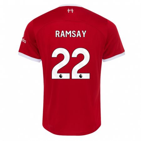 Kandiny Enfant Maillot Calvin Ramsay #22 Rouge Tenues Domicile 2023/24 T-Shirt