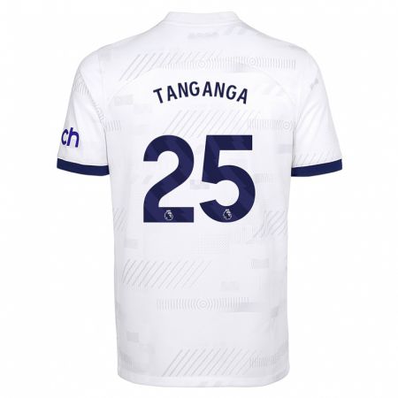 Kandiny Enfant Maillot Japhet Tanganga #25 Blanc Tenues Domicile 2023/24 T-Shirt